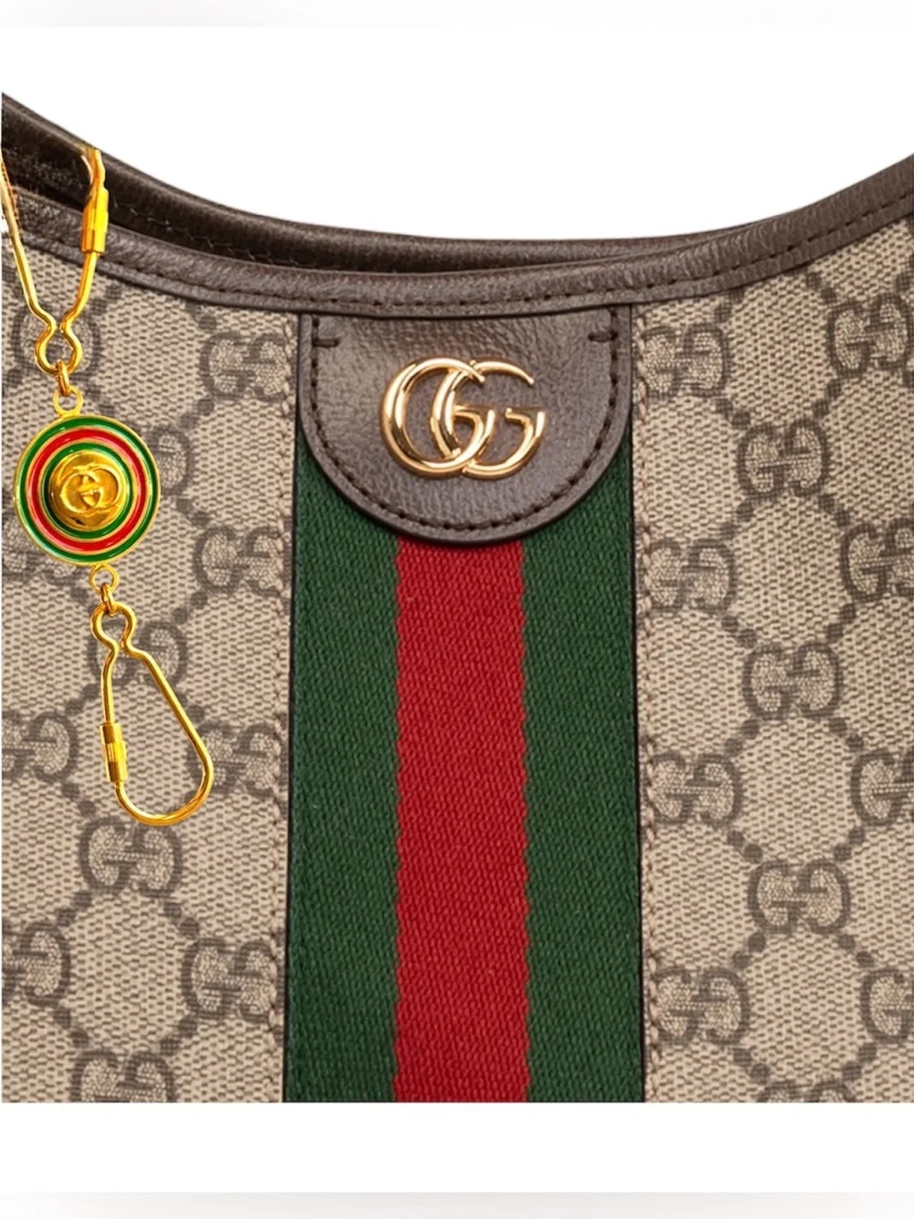 Gucci Double Valet Keychain Shelly Line / Web Stripe collection & Original Box